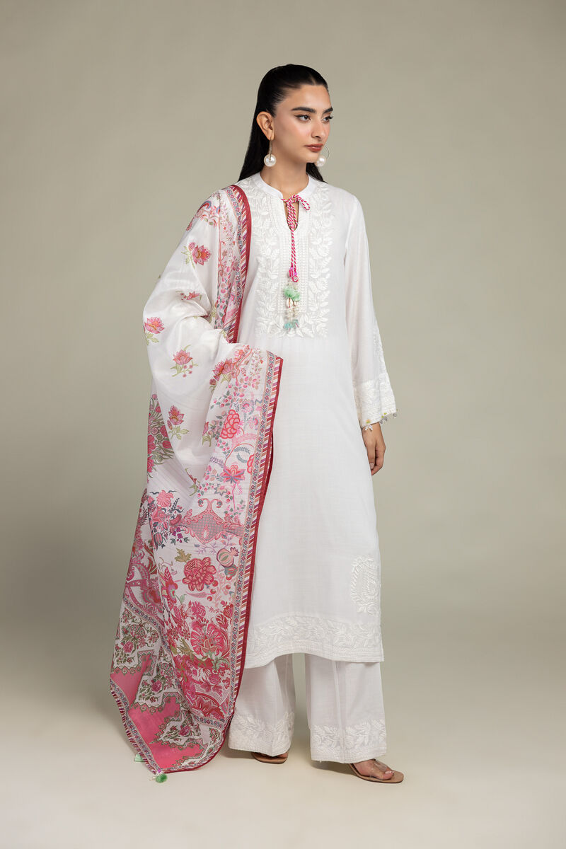 Embroidered  | Polyester Silk | Floral Silk Dupatta | USD 30.00