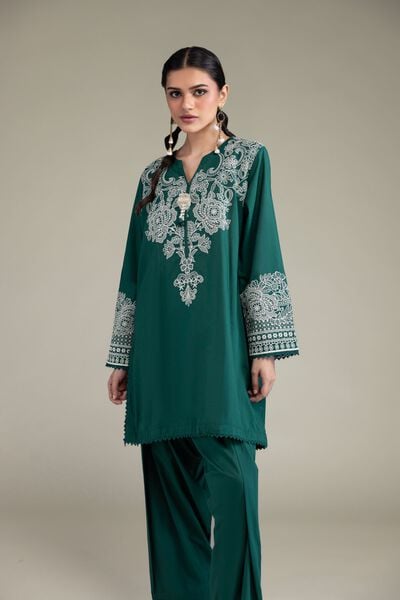 Printed | Cambric | Green Cambric Kurta | USD 40.00