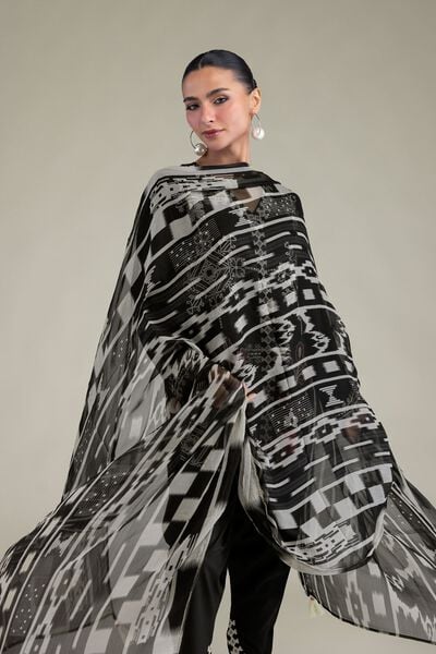 Embroidered | Chiffon | Black Chiffon Dupatta | USD 30.00