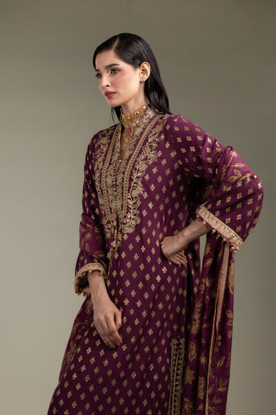 Embroidered | Raw Silk | 3-Piece Co-ord Set | USD 200.00
