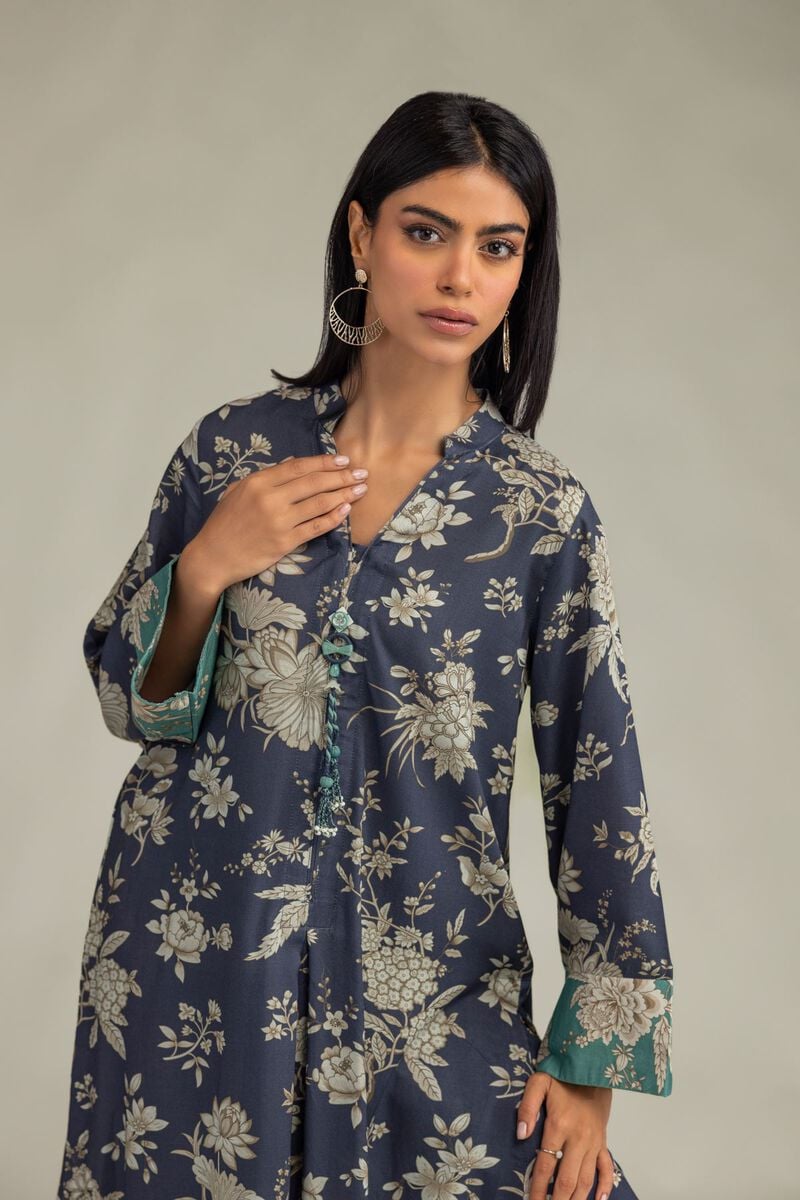 Printed | Raw Silk | Floral Longline Kurta | USD 40.00