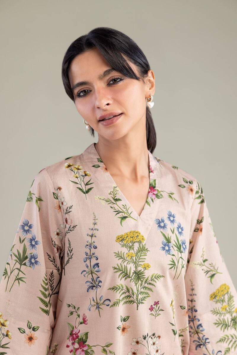 Printed | Cambric | Pink Longline Kurta | USD 35.00