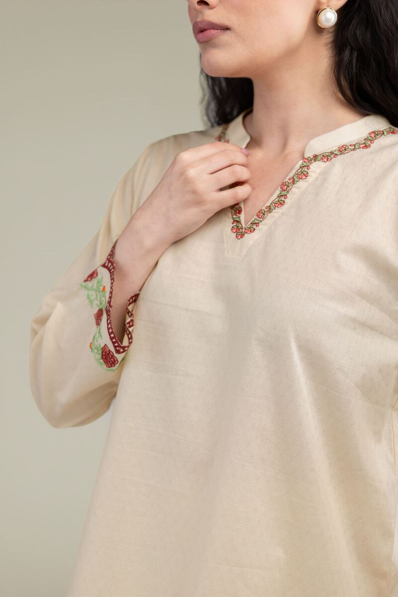 Embroidered | Cotton Dobby | Floral Cotton Kurta | USD 40.00