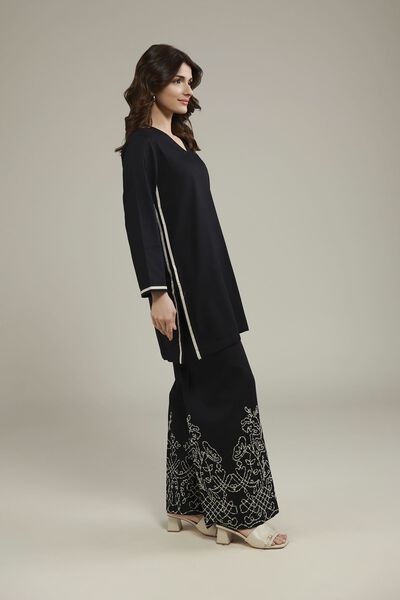 Embroidered | Heavy Textured Cotton | Floral Relaxed Pants | USD 30.00