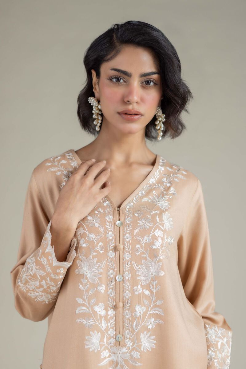 Embroidered | Heavy Blended Viscose | Floral Longline Kurta | USD 45.00