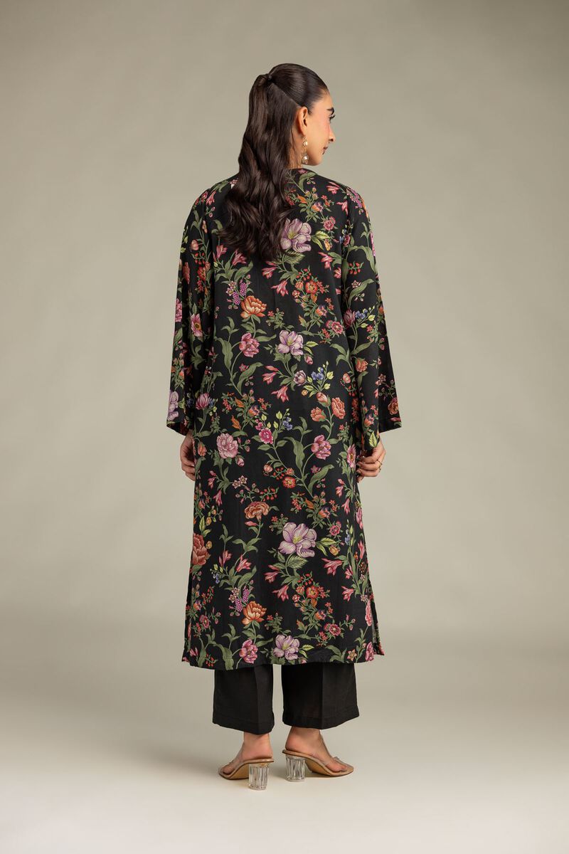 Printed | Raw Silk | Black Floral Kurta | USD 40.00