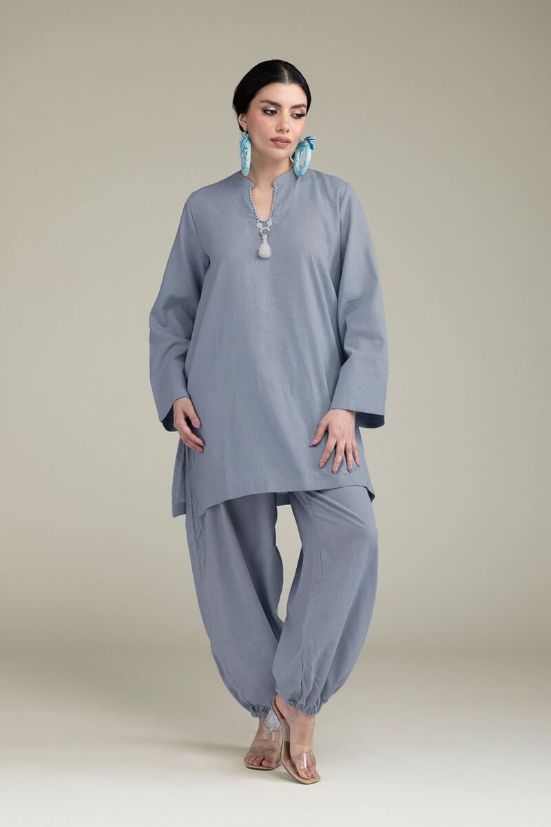Dyed | Blended Linen | Solid Blue Pants | USD 30.00