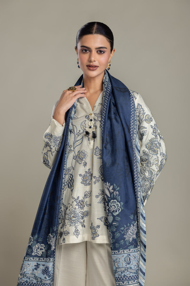 Embroidered | Polyester Silk | Floral Navy Dupatta | USD 35.00