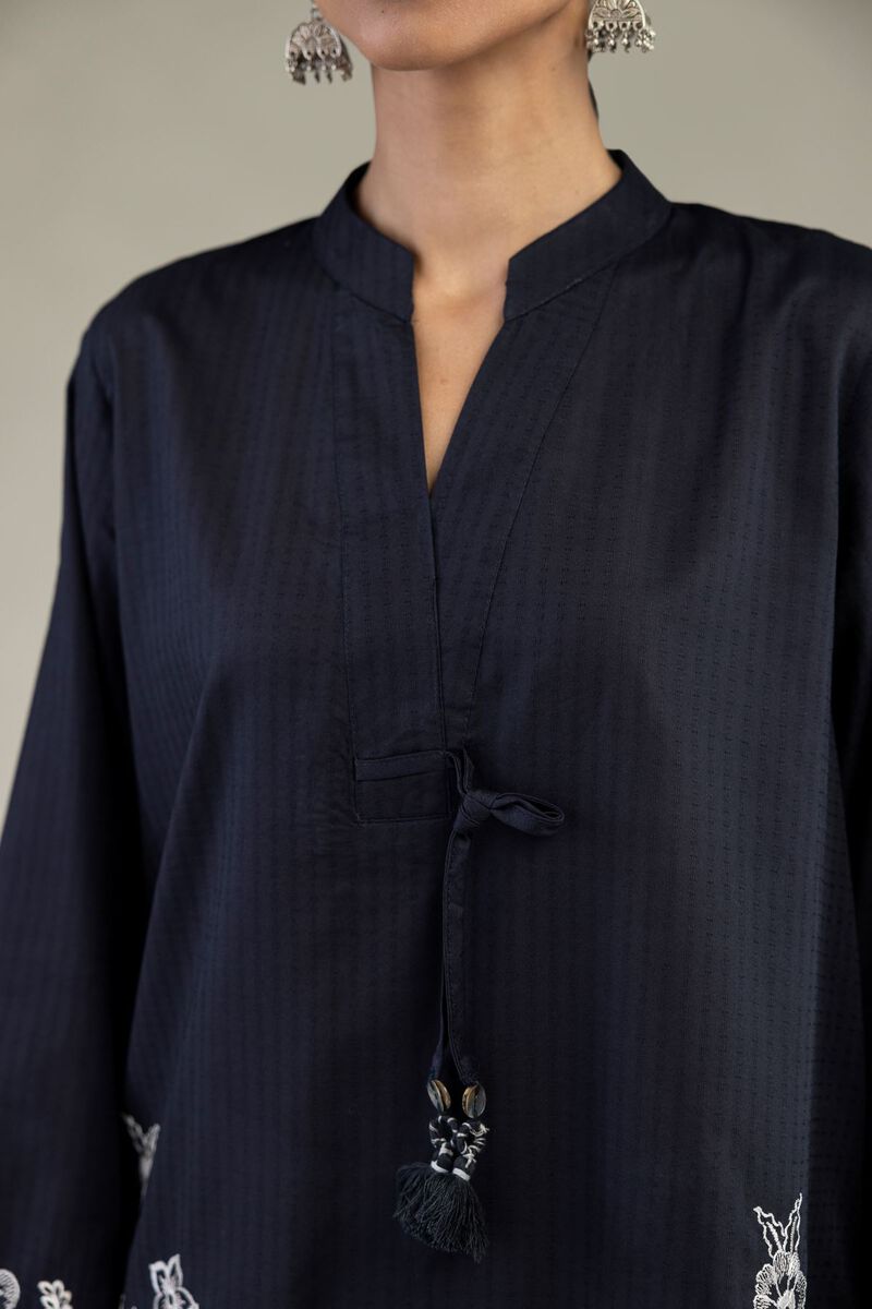 Embroidered | Cotton Dobby | Short V-Neck Kurta | USD 40.00