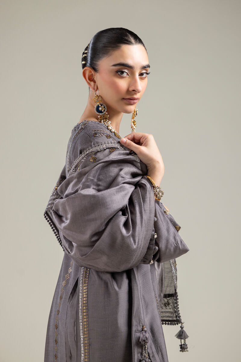 Cotton Net | Gray Cotton Dupatta | USD 35.00