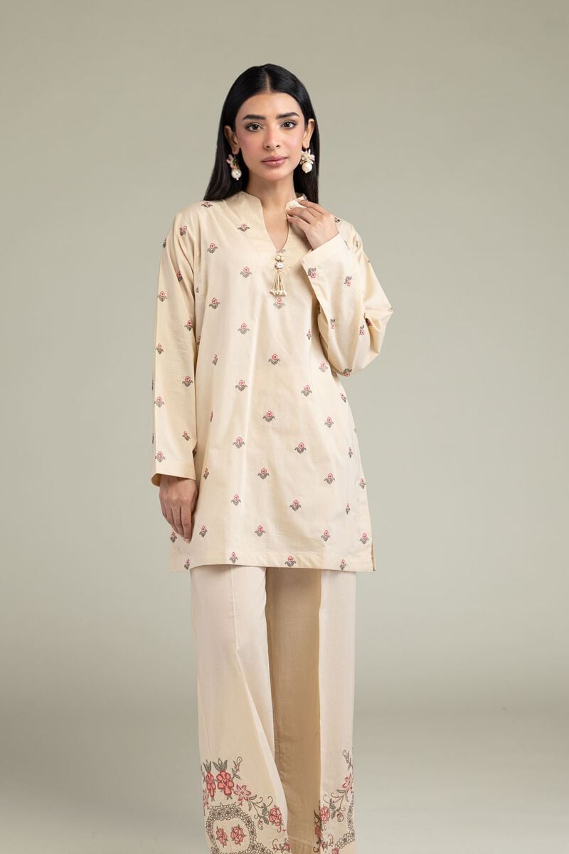 Embroidered | Cambric | Floral V-Neck Kurta | USD 35.00