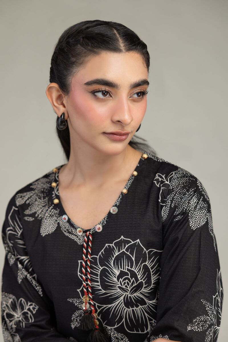 Printed | Cotton Dobby | Black Floral Kurta | USD 30.00