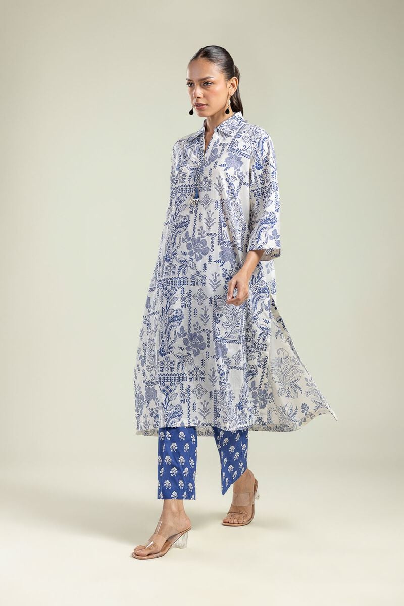 Printed | Cambric | Blue Floral Pants | USD 25.00