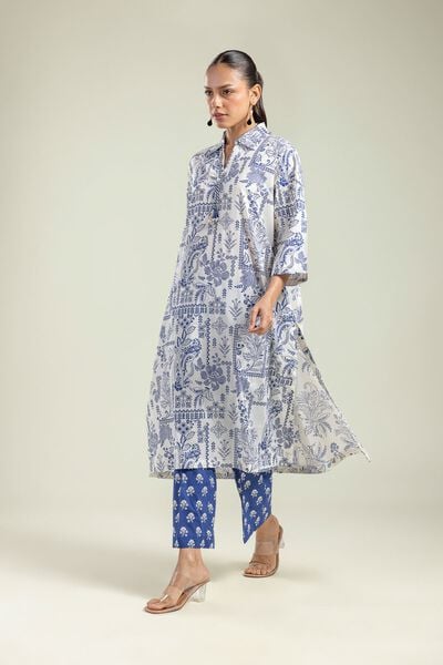 Printed | Cambric | Blue Floral Pants | USD 25.00