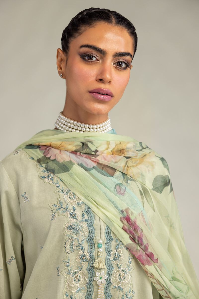 Embroidered | Mesuri | Floral Mint Dupatta | USD 30.00