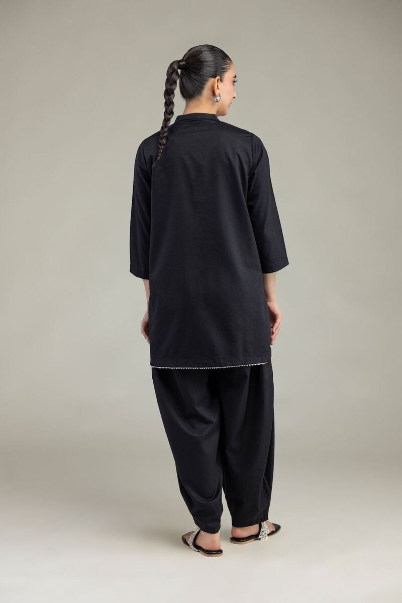 Embroidered | Textured Cotton Viscose | Black Cotton Kurta | USD 35.00