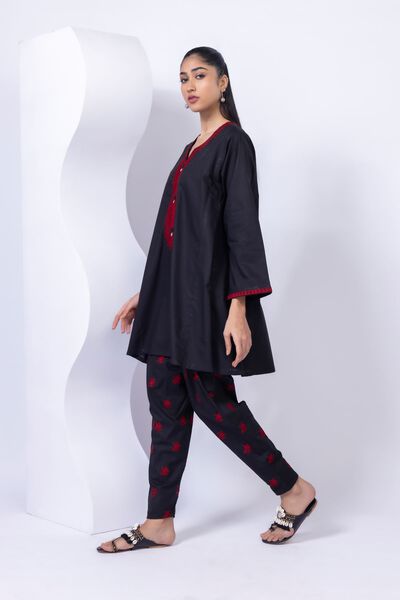 Embroidered | Crosshatch Poplin | Pants | USD 12.50