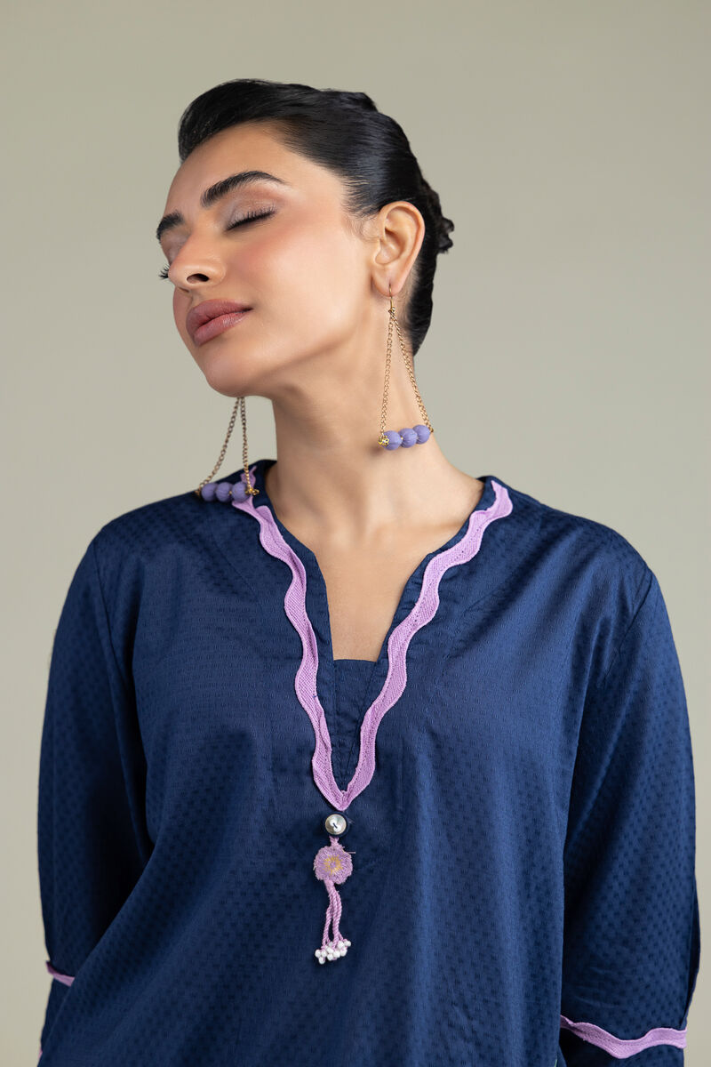 Embroidered | Cotton Dobby | Floral V-Neck Kurta | USD 10.50