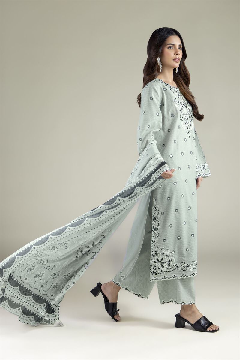 Embroidered | Cotton Dobby | 3-Piece Tailored Set | USD 80.00