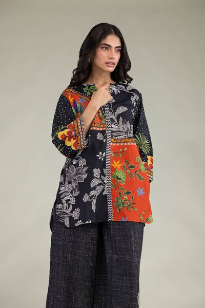 Printed | Cambric | V-Neck Floral Blouse | USD 35.00