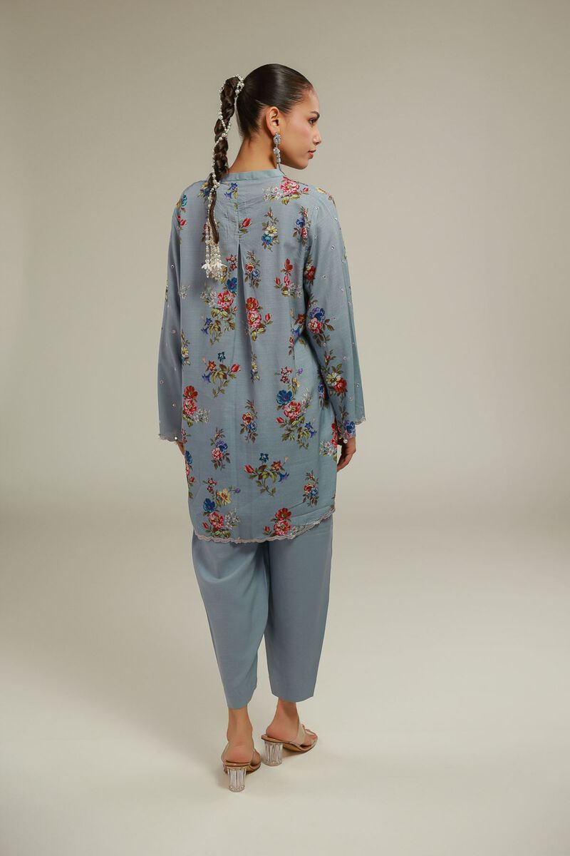 Embroidered | Raw Silk | Floral Lace Kurta | USD 55.00