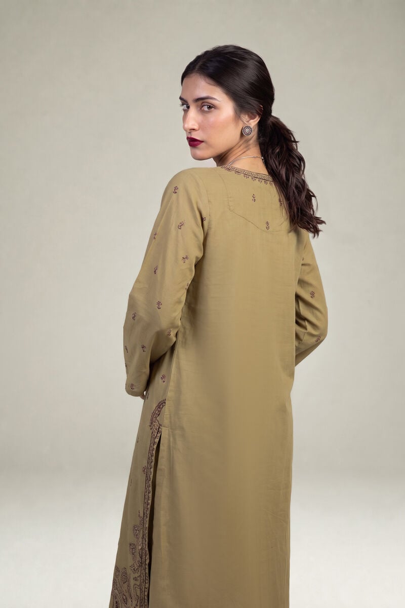 Embroidered | Raw Silk | Olive Silk Kurta | USD 65.00
