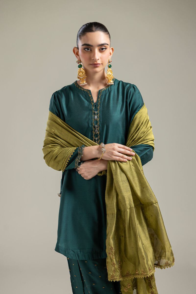 Cotton Net | Olive Net Dupatta | USD 40.00