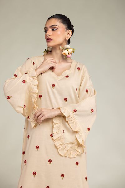 Embroidered | Raw Silk | Floral Silk Kurta | USD 55.00