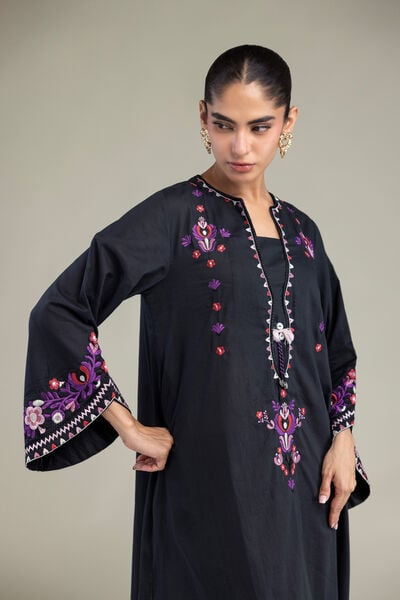 Embroidered | Cambric | Black Cambric Kurta | USD 45.00