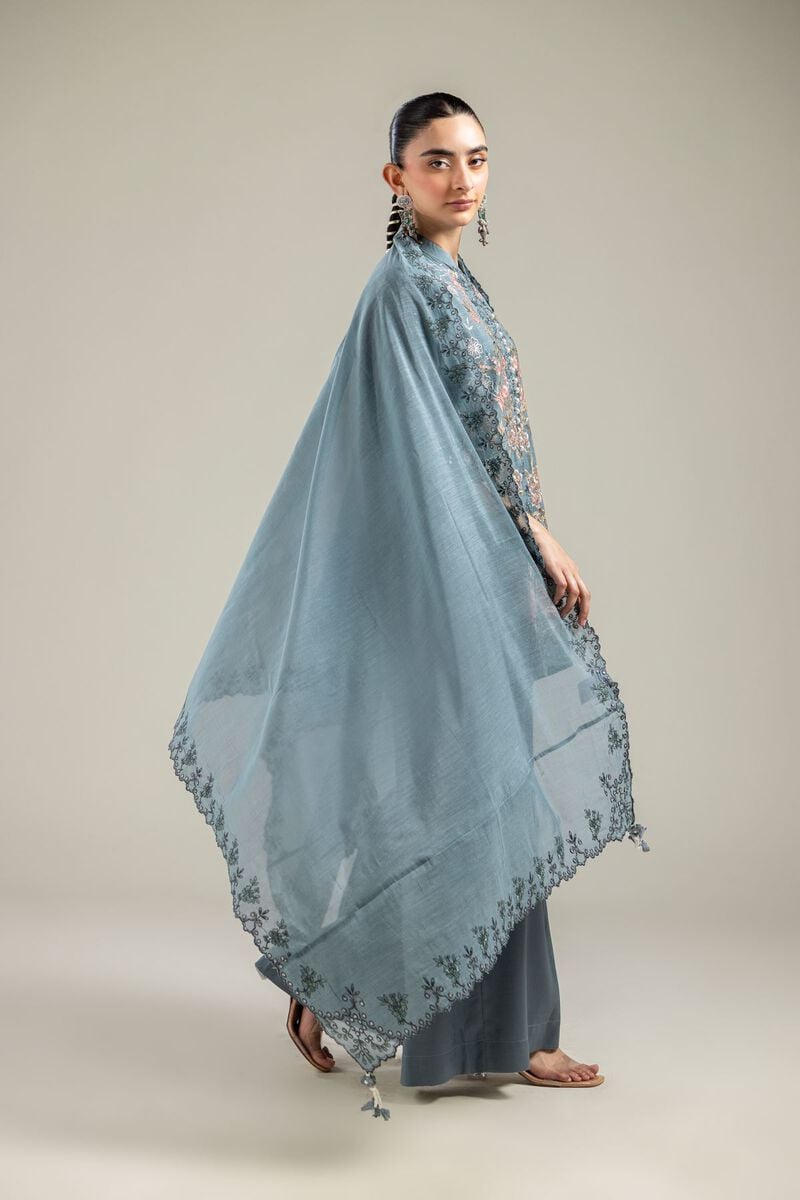 Paper Silk | Floral Teal Dupatta | USD 40.00