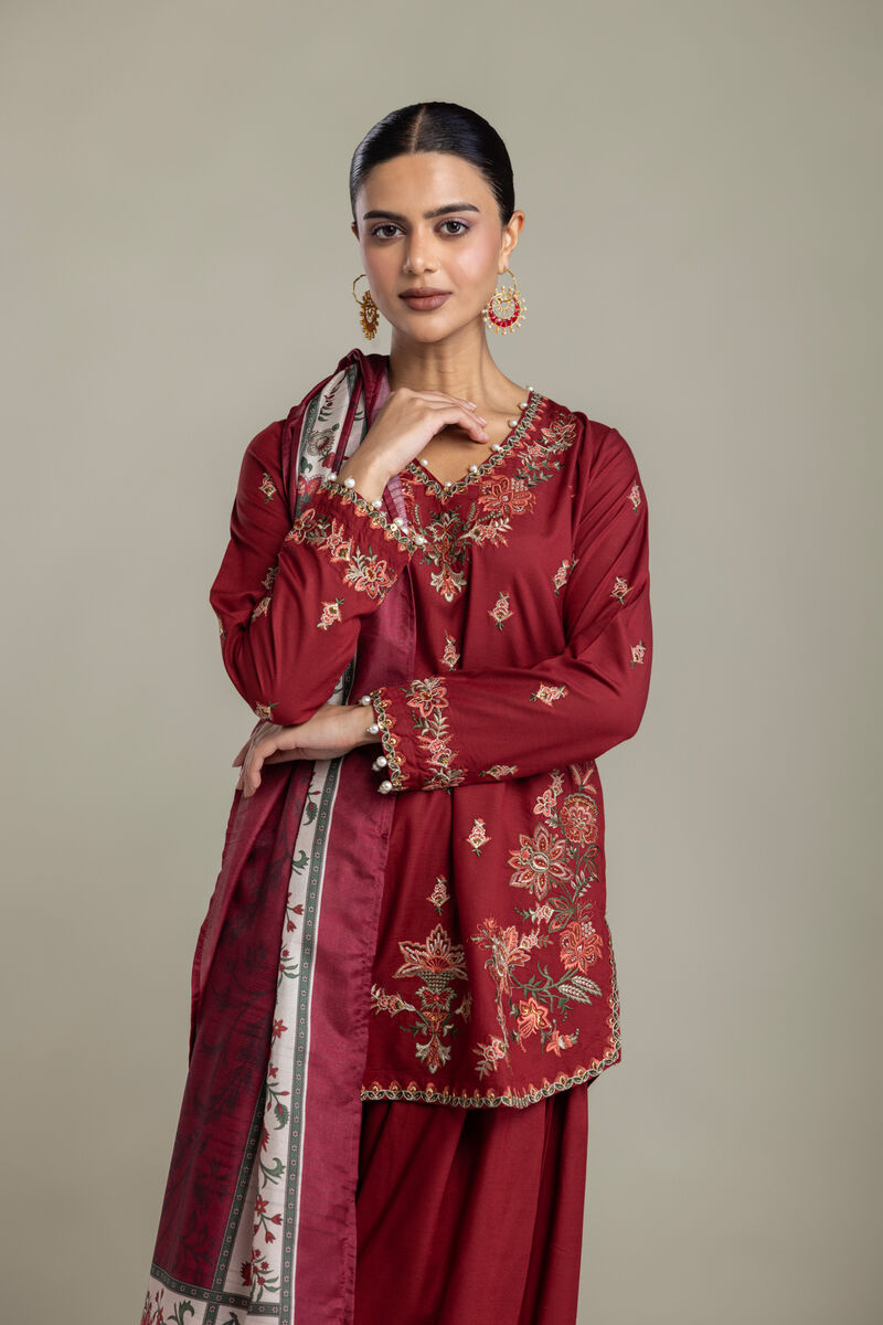 Embroidered | Polyester Silk | Floral Silk Dupatta | USD 35.00