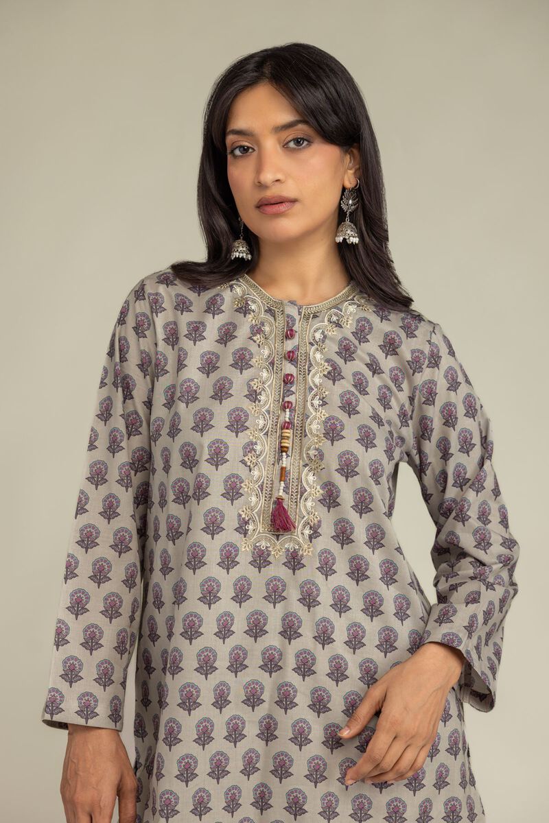 Embroidered | Cambric | Short Beige Kurta | USD 40.00