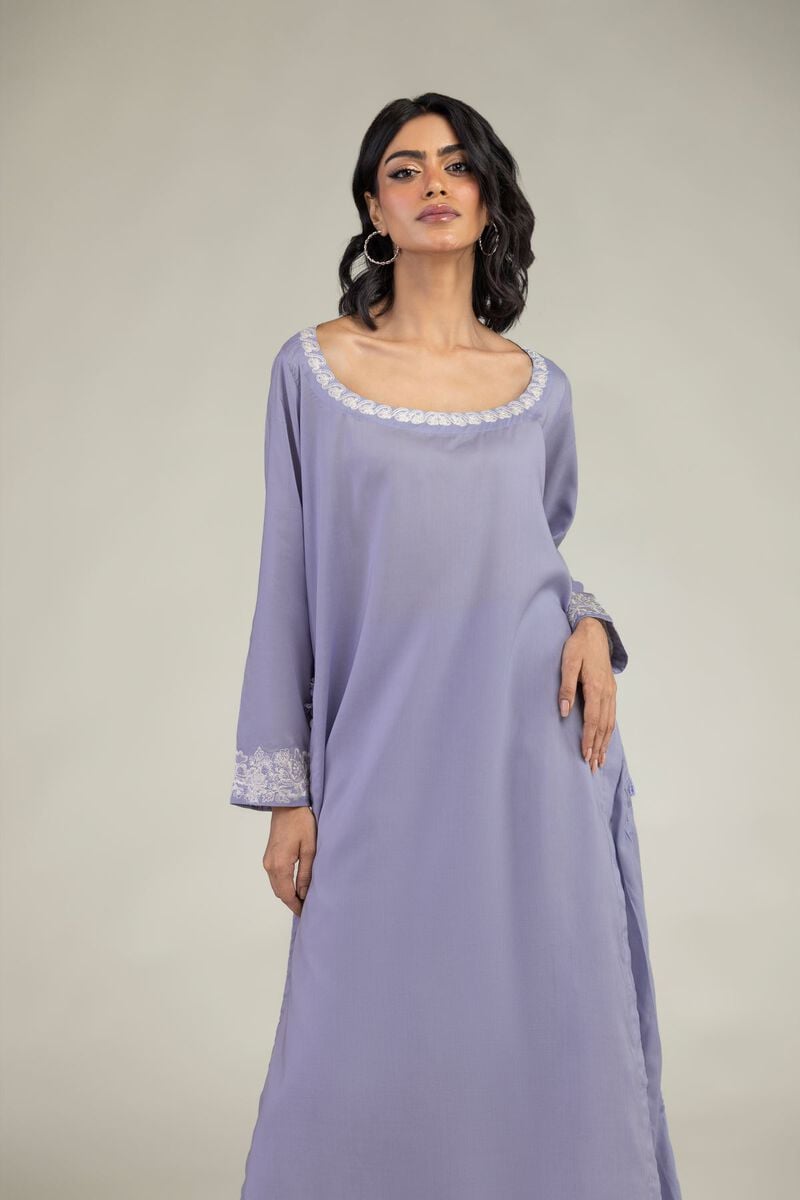Embroidered | Lyocell | Long Lavendar Kurta | USD 40.00