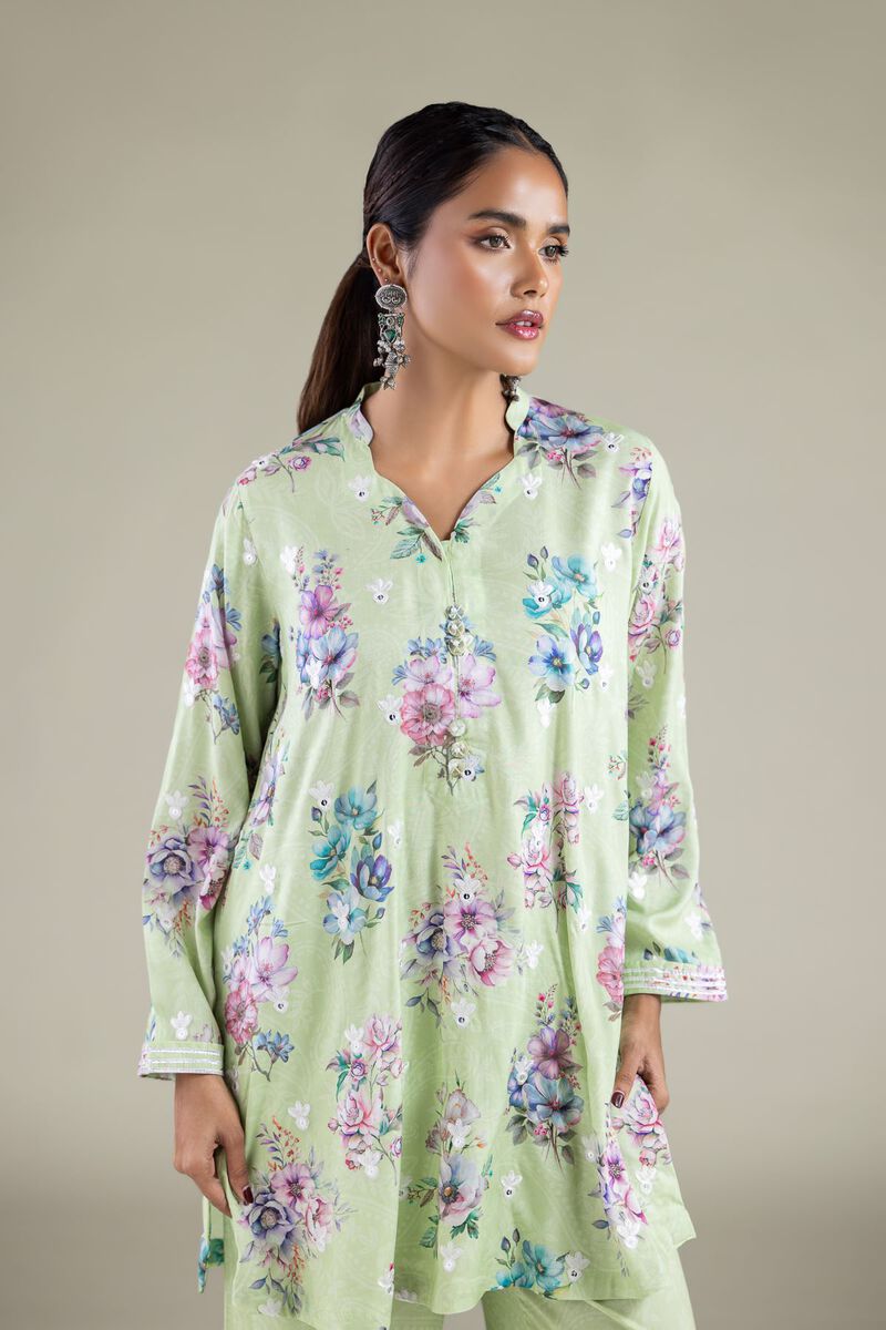 Embroidered | Viscose | Floral Scalloped Kurta | USD 35.00
