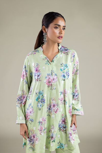 Embroidered | Viscose | Floral Scalloped Kurta | USD 35.00