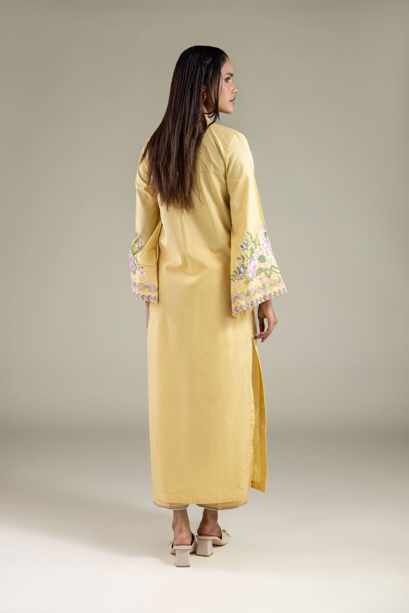 Embroidered | Cotton Dobby | Floral Drawstring Kurta | USD 40.00