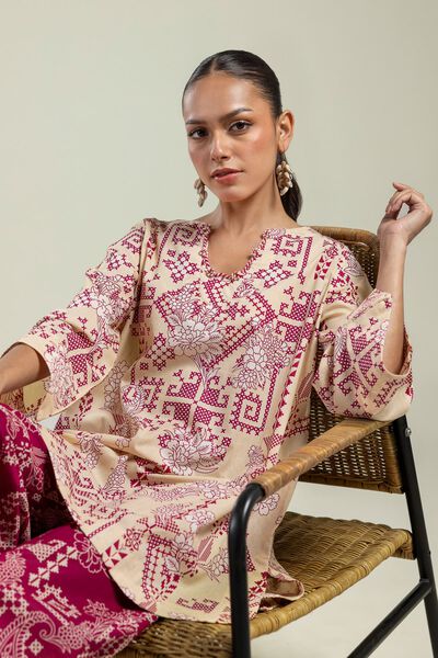 Printed | Cambric | Round V-Neck Kurta | USD 35.00