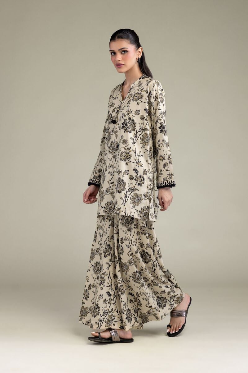 Printed | Cotton Viscose | Floral Beige Pants | USD 30.00