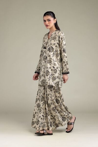 Printed | Cotton Viscose | Floral Beige Pants | USD 30.00