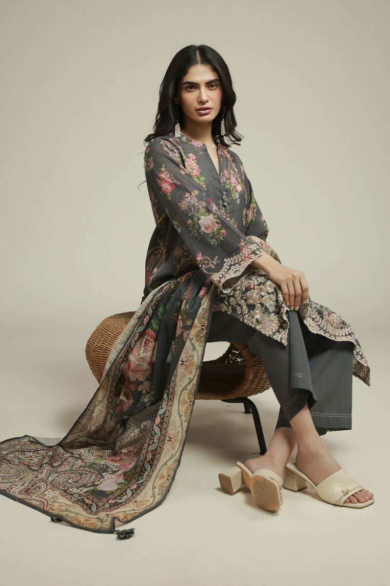 Embroidered | Mesuri | Embroidered Tailored 3-Piece | USD 70.00