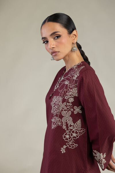 Embroidered | Cotton Dobby | Floral Cotton Kurta | USD 45.00