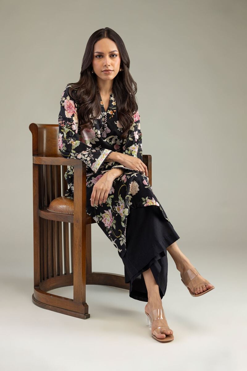 Printed | Cambric | Black Cambric Kurta | USD 35.00