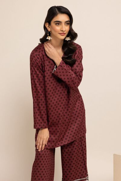 Contemporary Kameez, MAROON, hi-res