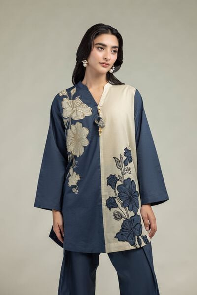 Cambric | Floral Band-Collar Kurta | USD 40.00