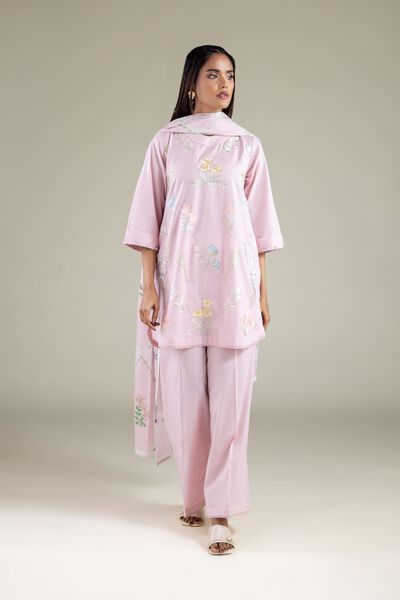 Embroidered | Cotton Dobby | Relaxed Solid Pants | USD 25.00