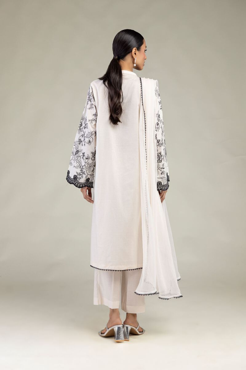 Embroidered | Dobby | White Tailored 3-Piece | USD 80.00