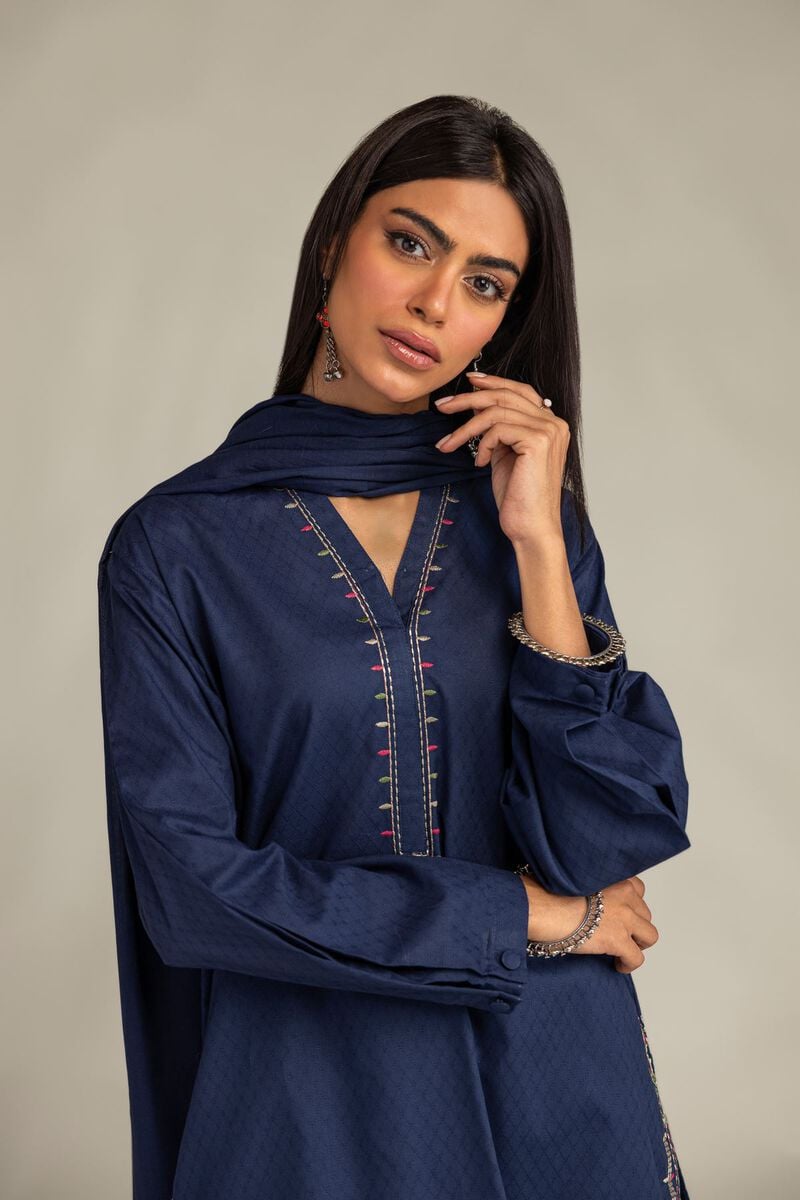 Embroidered | Lawn | Navy Lawn Dupatta | USD 35.00