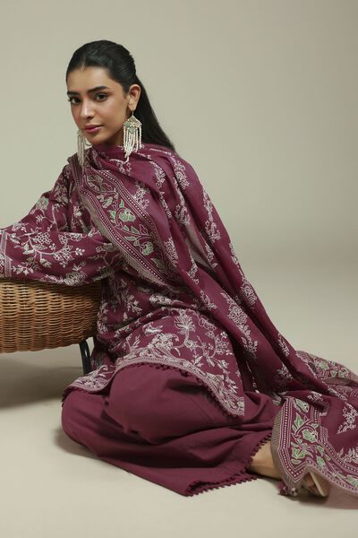 Printed | Cambric | Tailored Maroon Set | USD 65.00