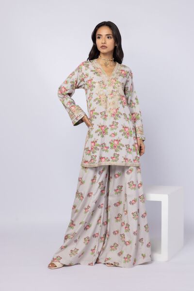 Printed | Crosshatch Raw Silk | Pants | USD 18.00