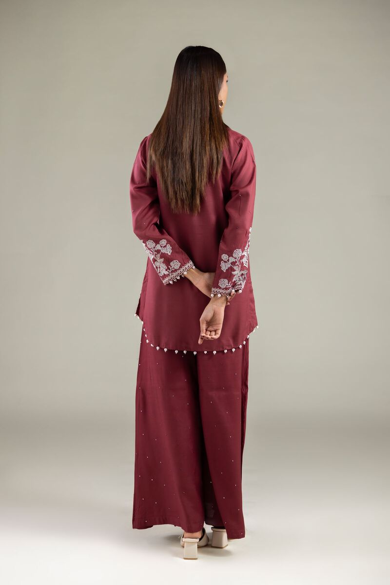 Embroidered | Raw Silk | Floral Pearl Kurta | USD 65.00